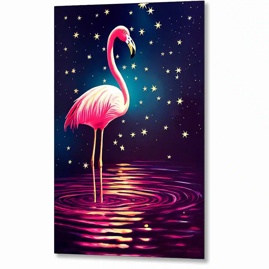 Flamingo Tisdale Metal by Mark Artist - Print Starry Pink Night