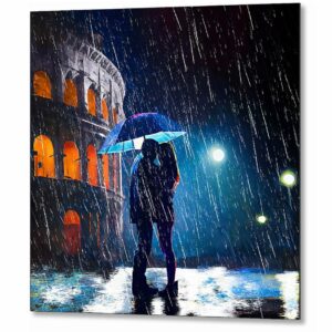 Rain by the Colosseum - Romantic Rome Metal Print