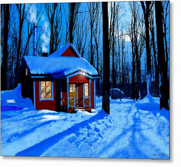 red-cabin-in-the-snow-winter-night-metal-print.jpg
