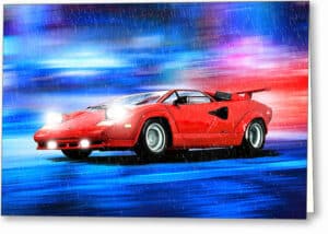 Red Lamborghini Countach - Classic Car Greeting Card