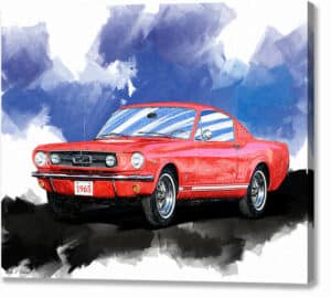 Red Mustang Fastback - Classic Car Canvas Print
