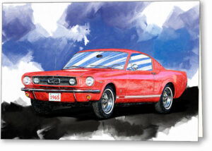 Red Mustang Fastback - Classic Car Greeting Card