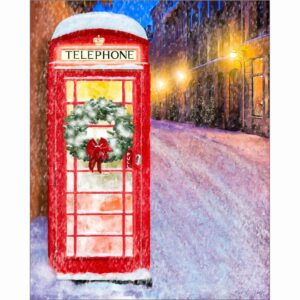 Red Phone Booth - British Christmas Art Print