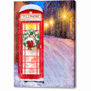 Red Phone Booth - British Christmas Canvas Print