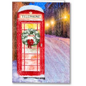 Red Phone Booth - British Christmas Card