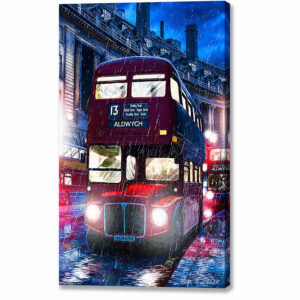 Routemaster Bus - Rainy London Canvas Print