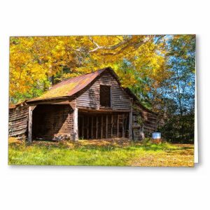 Rustic Barn - Autumn In Georgia Greeting Card