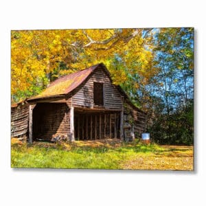 Rustic Barn - Autumn In Georgia Metal Print