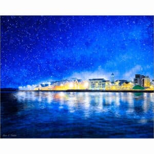 Salthill Promenade At Night - Galway Art Print