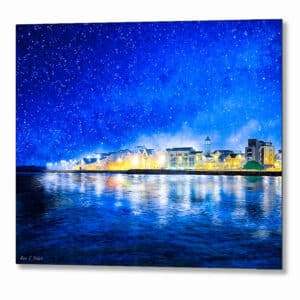 Salthill Promenade At Night - Galway Metal Print