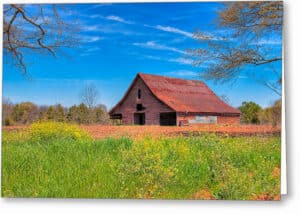 Spring Farm Scene - Georgia Barn Greeting Card