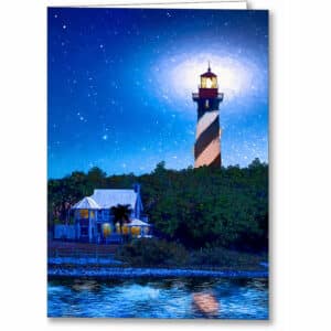St. Augustine Lighthouse - Florida Starry Night Greeting Card