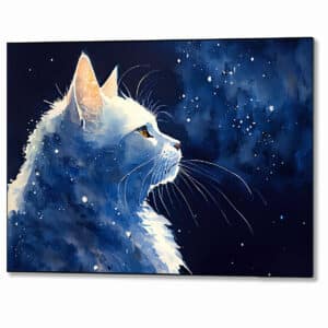 Stargazing - White Cat Metal Print