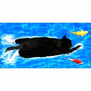 Swimming Cat - Surreal Art Print