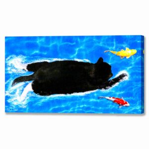 Swimming Cat - Surreal Canvas Print