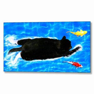 Swimming Cat - Surreal Metal Print