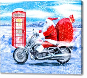 Telephone Box And Santa - British Christmas Canvas Print