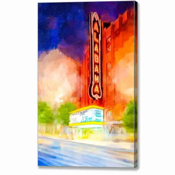 The Alabama Theatre By Night - Canvas Print with mirror wrap