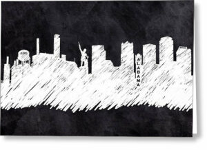 Birmingham Alabama Skyline Art - Chalkboard Silhouette Greeting Card