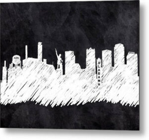 Birmingham Alabama Skyline Art - Chalkboard Silhouette Metal Print