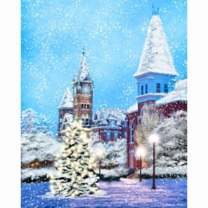 Snowy Auburn Campus - Alabama Christmas Art Print