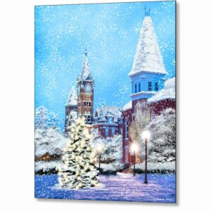 Snowy Auburn Campus - Alabama Christmas Metal Print