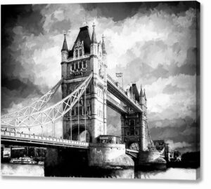 Tower Bridge - London Black And White Canvas Print