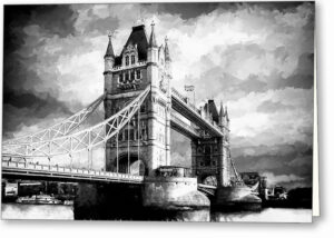 Tower Bridge - London Black And White Greeting Card
