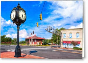 Town Clock - Montezuma Georgia Greeting Card