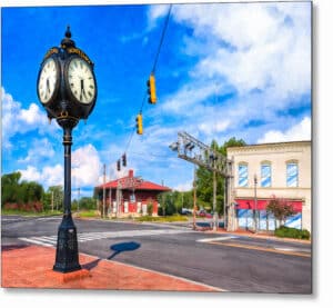 Town Clock - Montezuma Georgia Metal Print
