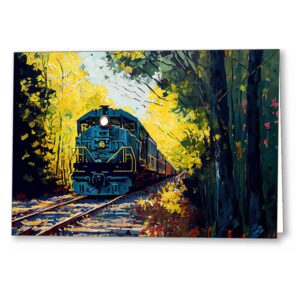 Train Traveling - Fall Foliage Greeting Card