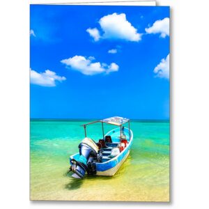 Tropical Boat On The Water - Gulf of Mexico Greeting Card