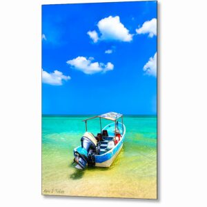 Tropical Boat On The Water - Gulf of Mexico Metal Print