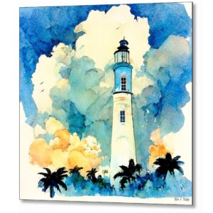 Tropical Vibes - Lighthouse Metal Print
