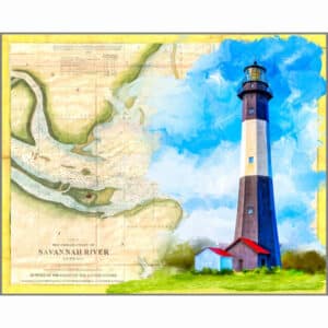 Tybee Island Lighthouse - Vintage Map Art Print