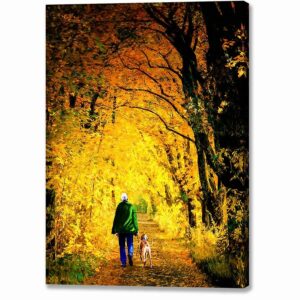 Walking The Dog - Autumn Canvas Print