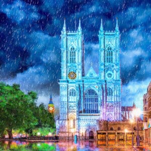 Westminster Abbey In The Rain - London Art Print