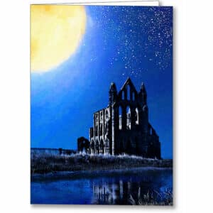 Whitby Abbey Ruins By Night - England Greeting Card