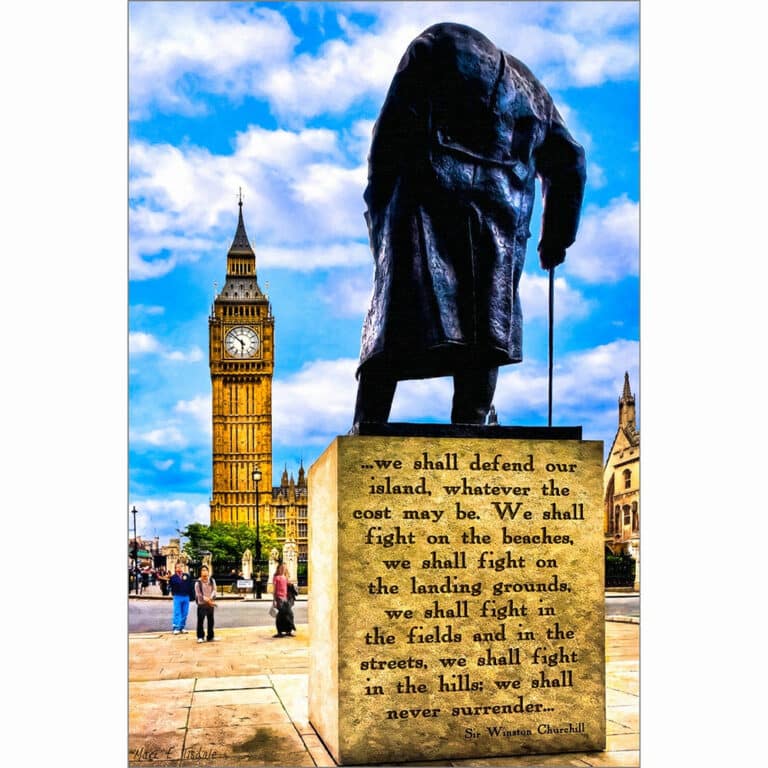 Winston Churchill Quote – Never Surrender Art Print