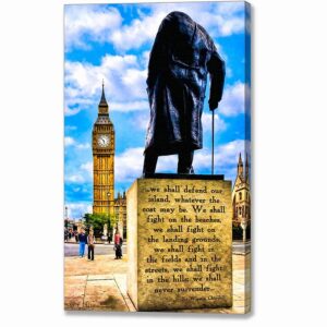 Winston Churchill Quote - Never Surrender Canvas Print
