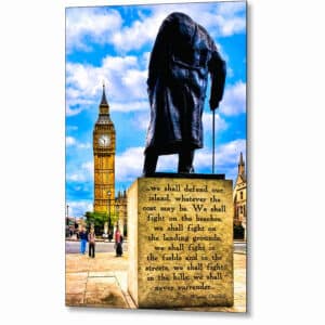 Winston Churchill Quote - Never Surrender Metal Print