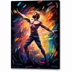 Abstract Colorful Dancer - Male Physique Wrapped Canvas Print