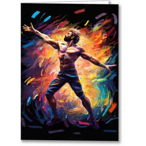 Abstract Colorful Dancer - Male Physique Greeting Card