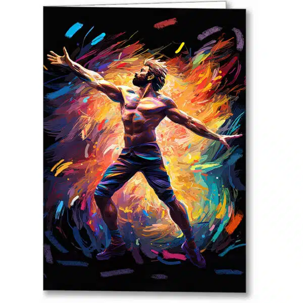 Abstract Colorful Dancer - Male Physique Greeting Card