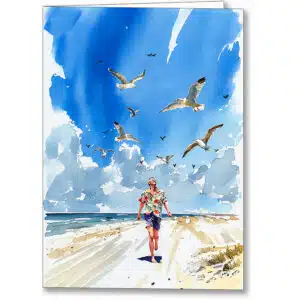 Liberating Moments - Gay themed greeting card featuring a beach scene