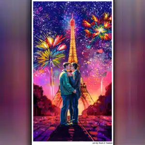 Kiss in Paris - Gay Mobile Wallpaper Digital Download