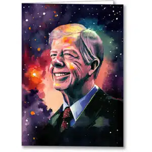 Colorful Jimmy Carter greeting card featuring a portrait of the 39th US President