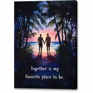 Gifts for Gay Couples - Romantic Canvas Print With Quote or customizable Text