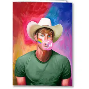 Bold and Colorful pop art pride themed design Gay Cowboy Greeting Card