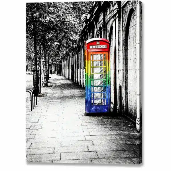 Rainbow Pride Colors British PHone Booth Canvas Print